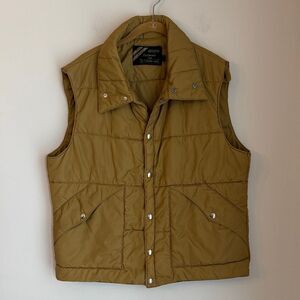 Vintage Sears Men's Brown Quilted Fisherman outdoors tan brown Vest Unisex EUC